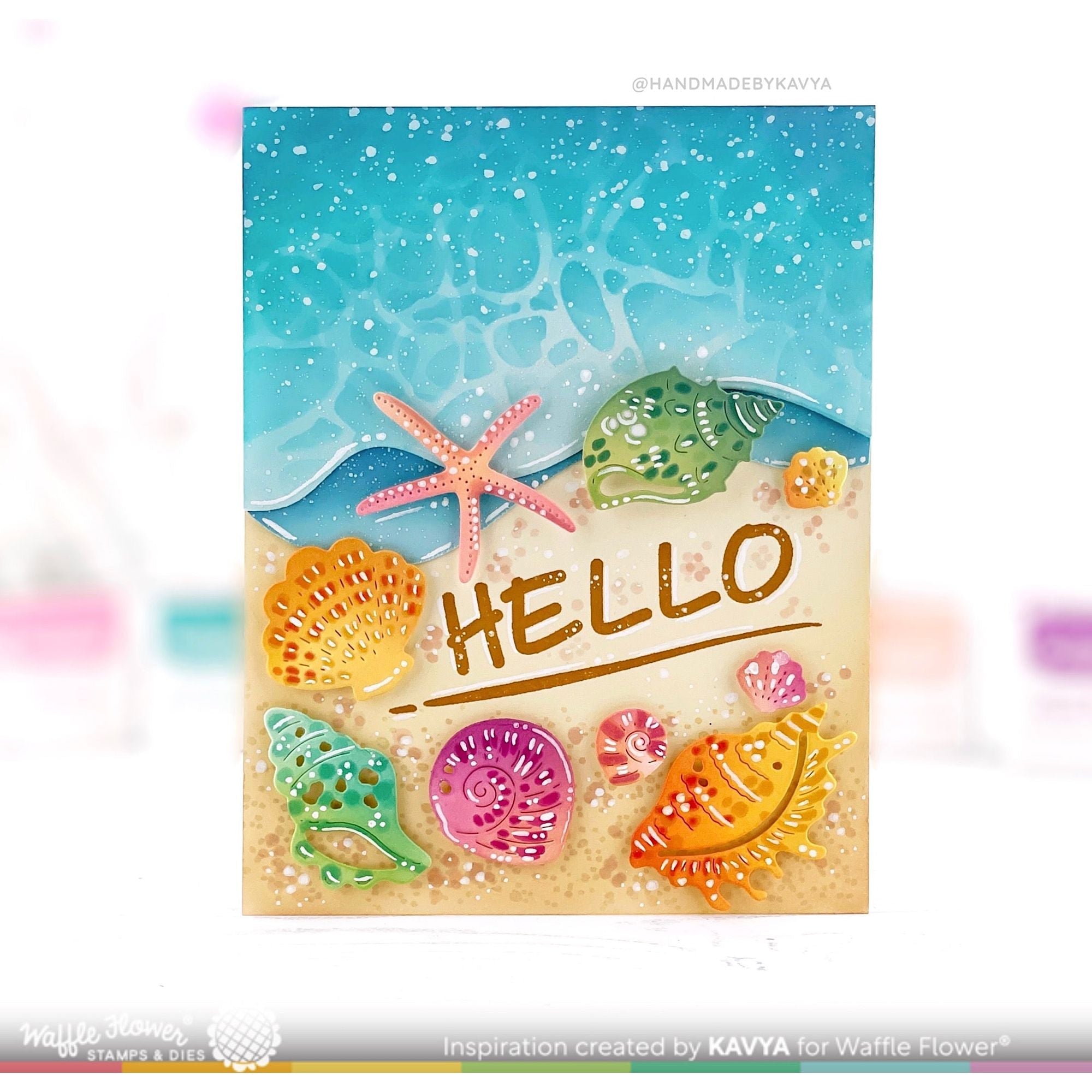 Waffle Flower Seashells Dies 421744 beach scene