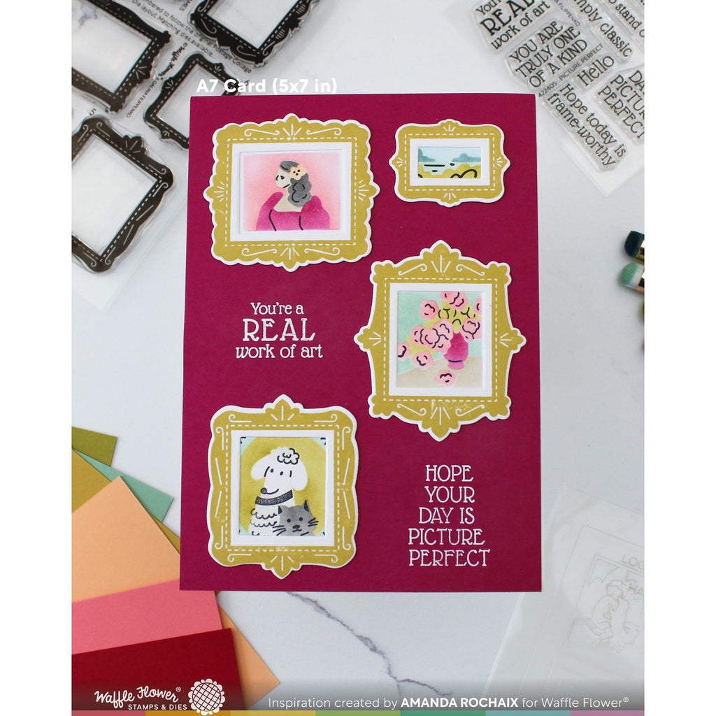 Waffle Flower Postage Collage Picture Perfect Detail Clear Stamp and Stencil Set