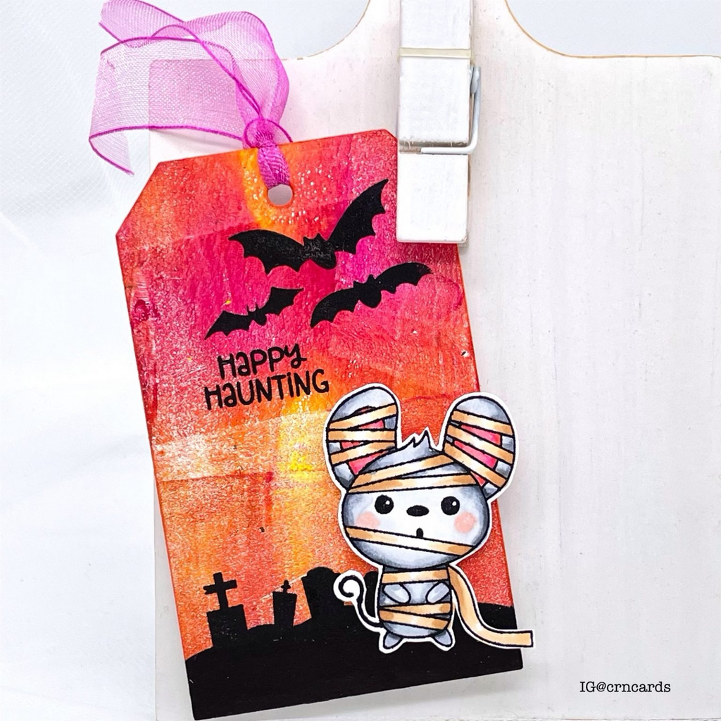 Whimsy Stamps STAMPtember Exclusive Spooky and Mice Stamps sss302767c Halloween Tag