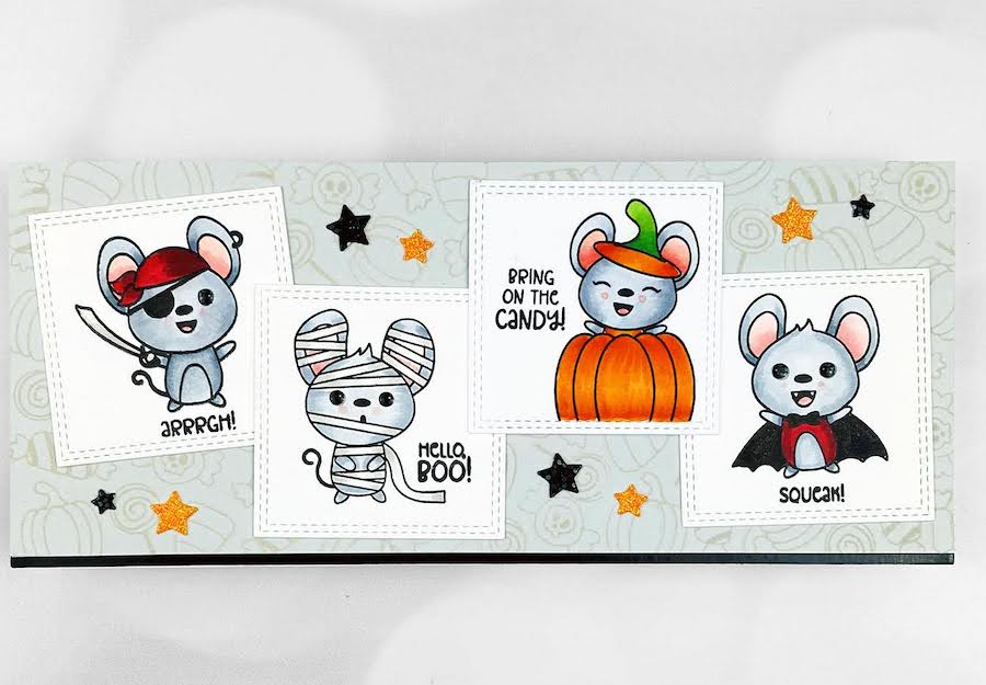 Whimsy Stamps STAMPtember Exclusive Spooky and Mice Stamps sss302767c Halloween Card | color-code:ALT04