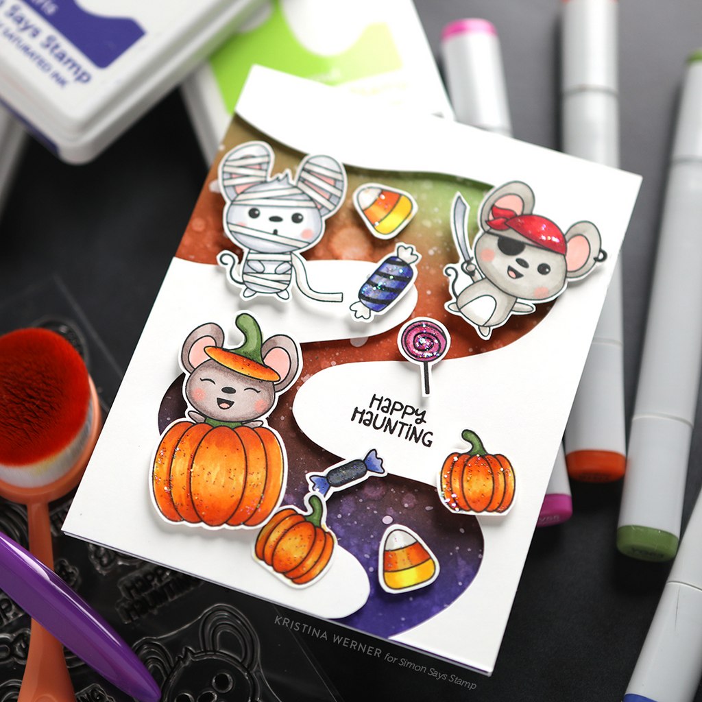 Whimsy Stamps STAMPtember Exclusive Spooky and Mice Stamps and Dies sssd112922c Halloween Card | color-code:ALT04