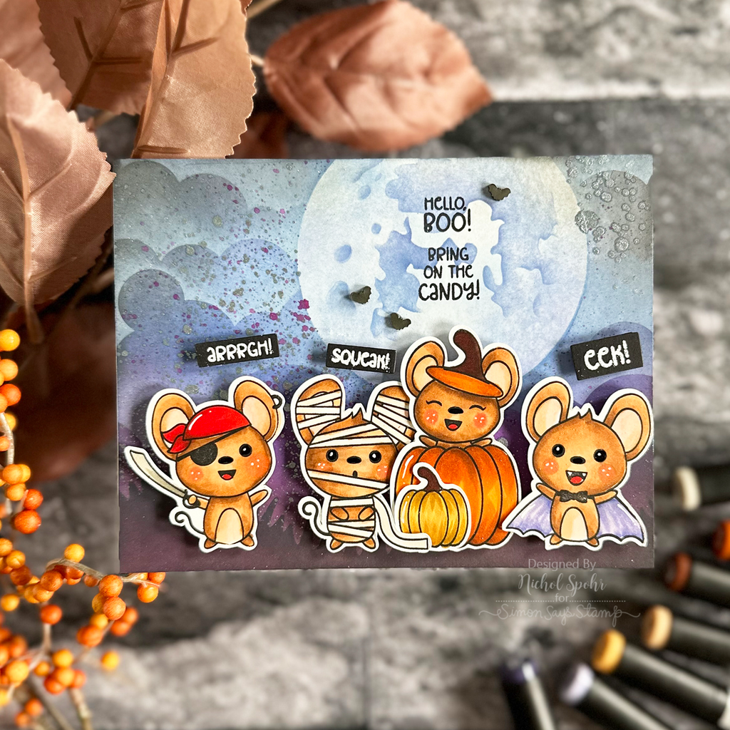 Whimsy Stamps STAMPtember Exclusive Spooky and Mice Stamps and Dies sssd112922c Halloween Card | color-code:ALT06