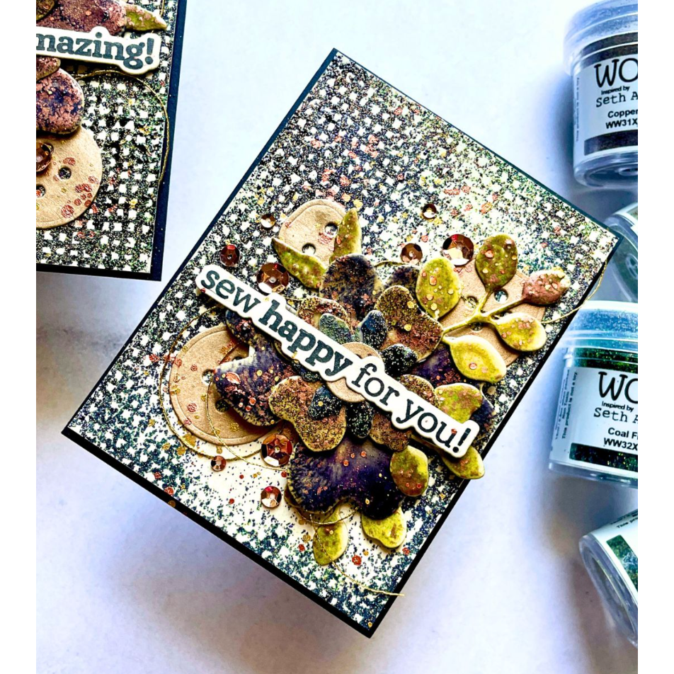 WOW Foraged Relics Quad of Mixed Media Powders wowkt006 buttons and greenery