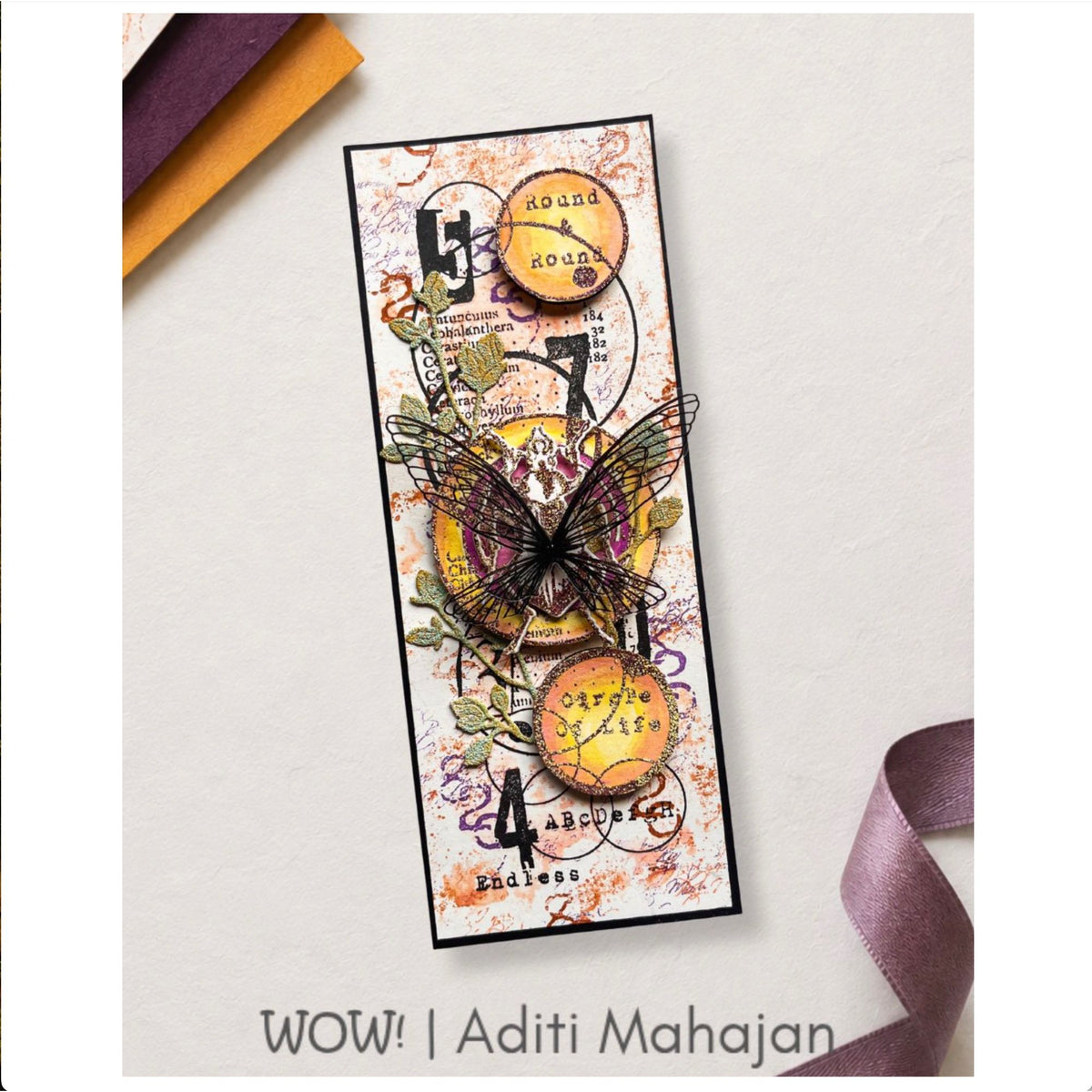 WOW Natures Duo Rustic Remnants Embossing Powders wowkd007 butterfly slim card