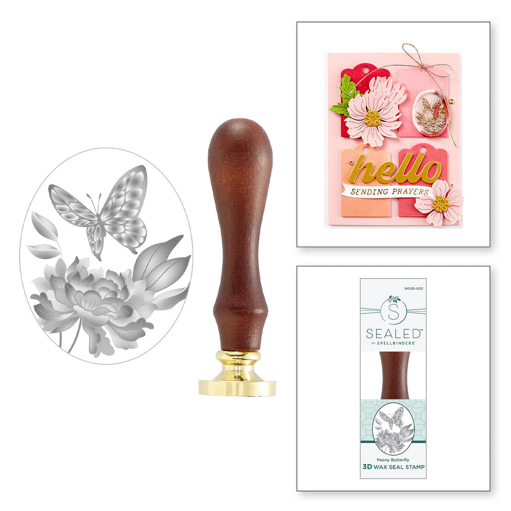 Spellbinders Peony Butterfly 3D Wax Seal Stamp ws3d-003 product image