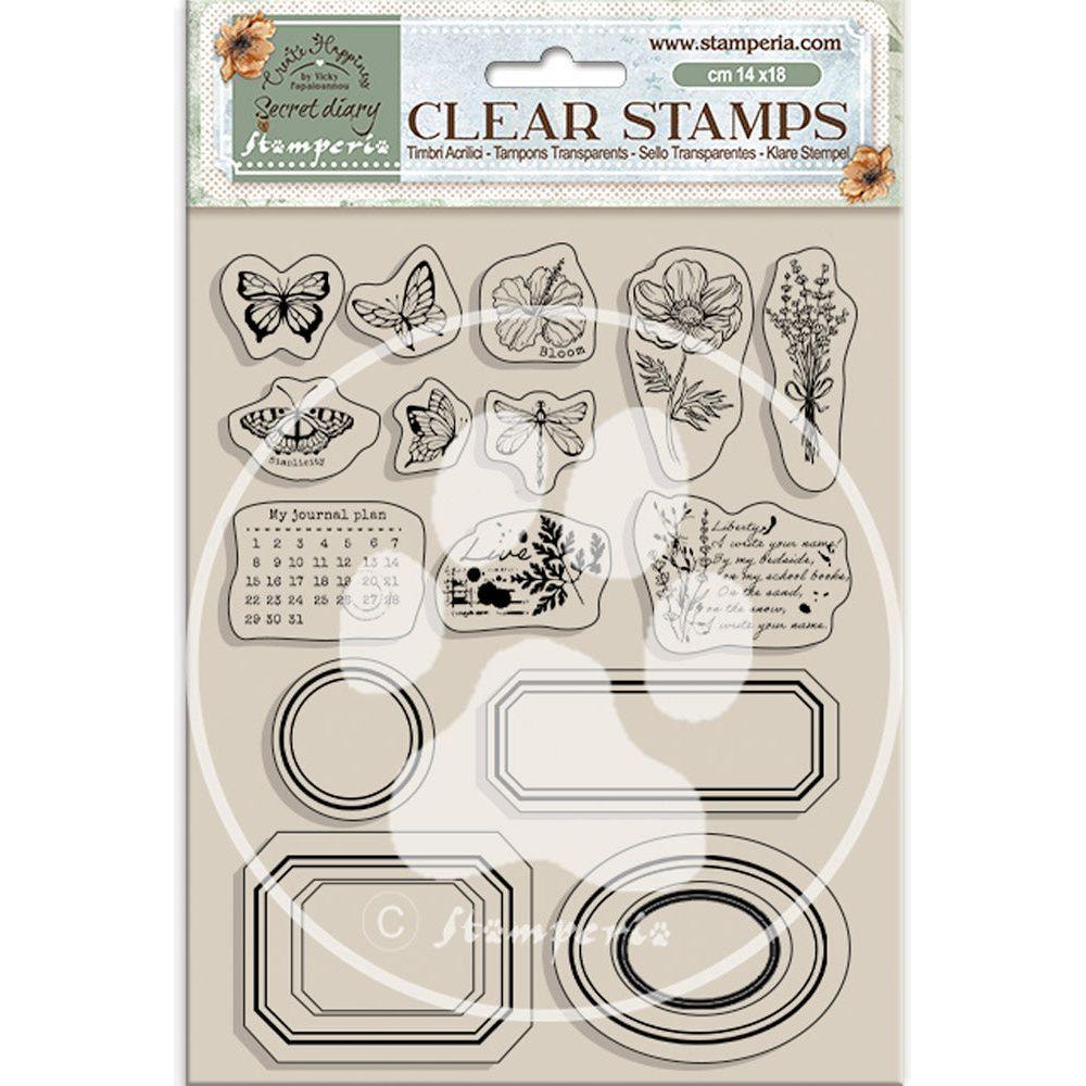 Stamperia Create Happiness Secret Diary Labels Clear Stamps wtk192
