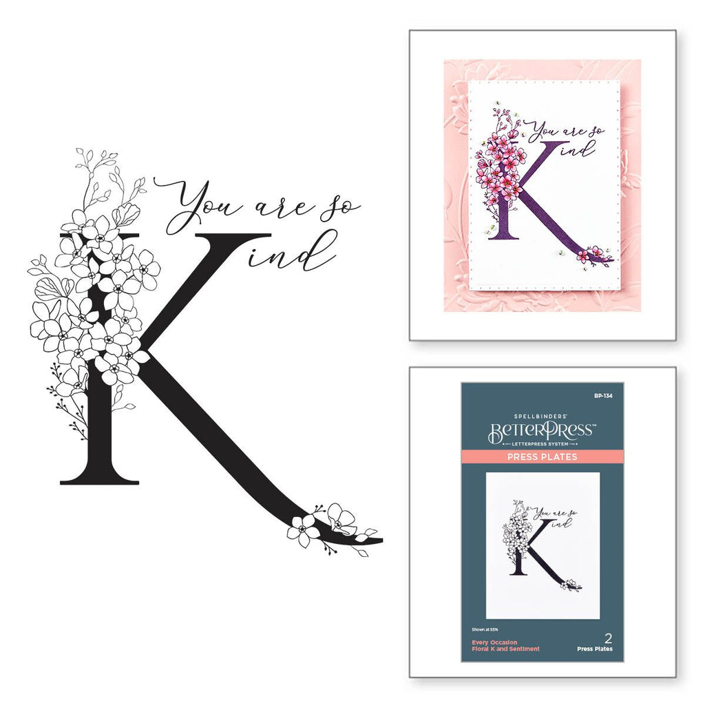 bp-134 Spellbinders Floral K and Sentiment Press Plates product image
