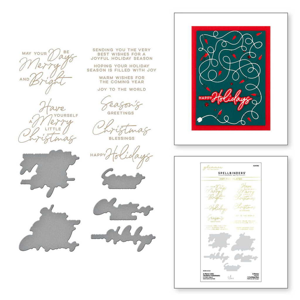 GLP-382 Spellbinders A Merry Little Christmas Sentiments Glimmer Hot Foil Plate and Die Set glimmer