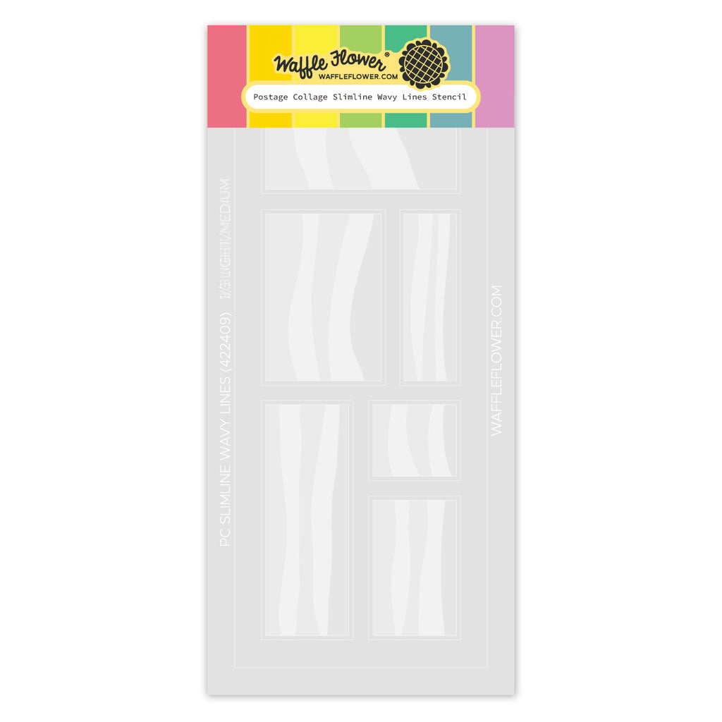 Waffle FLower Postage Collage Slimline Wavy Lines Stencils 422409