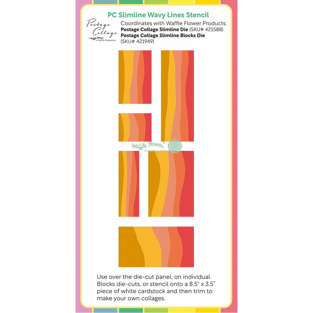 Waffle FLower Postage Collage Slimline Wavy Lines Stencils 422409 happy father's day image 1