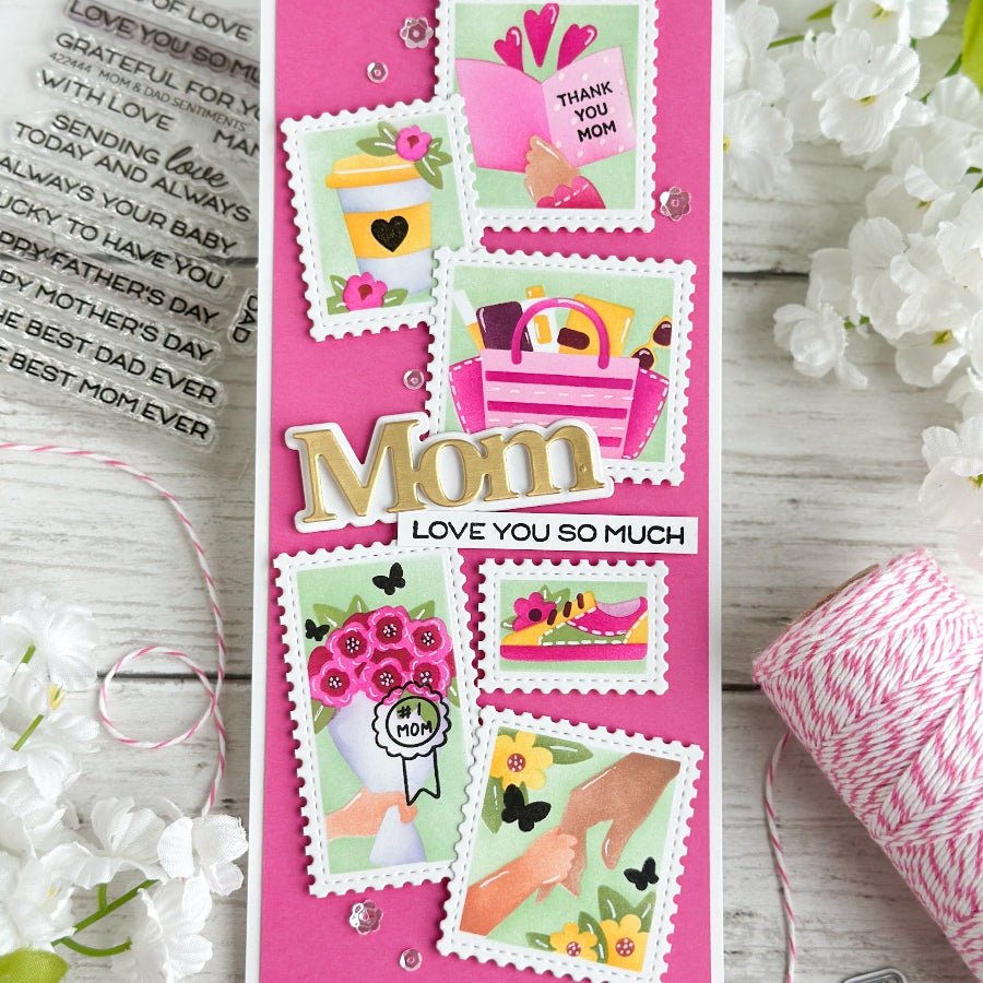 Waffle FLower Print Mom Word Dies 422454 thank you