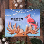 Waffle Flower A-moose-ing Sentiments Clear Stamp and Piercing Die Set bird