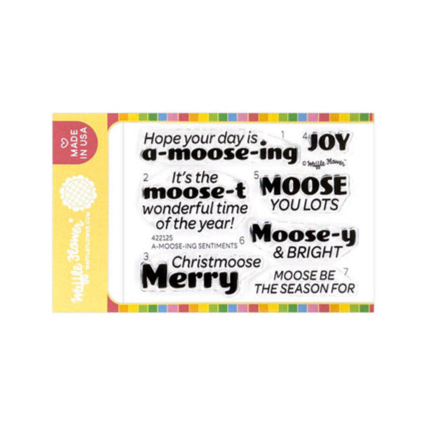 Waffle Flower A-moose-ing Sentiments Clear Stamps 422125