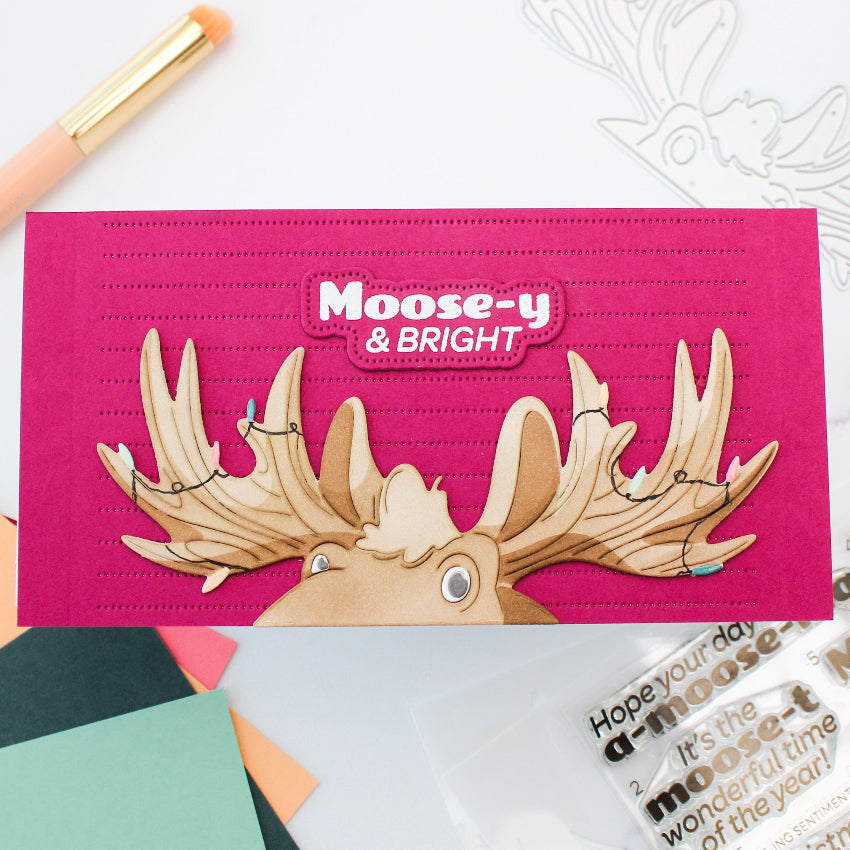 Waffle Flower A-moose-ing Sentiments Clear Stamps 422125 lights