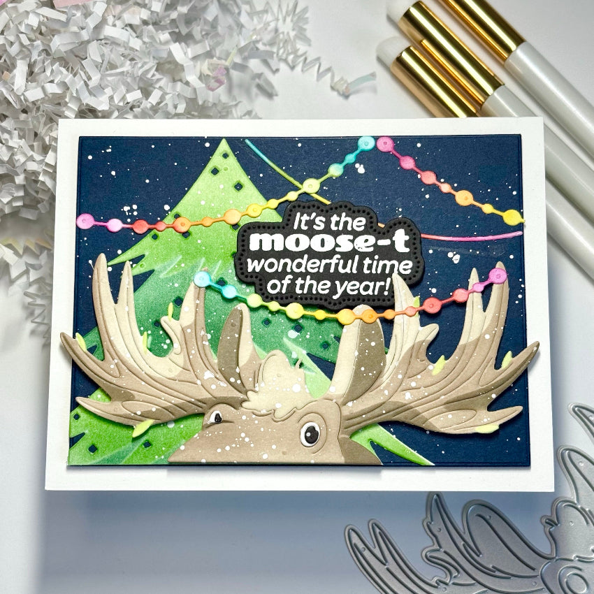 Waffle Flower A-moose-ing Sentiments Piercing Matching Dies 422126 tree