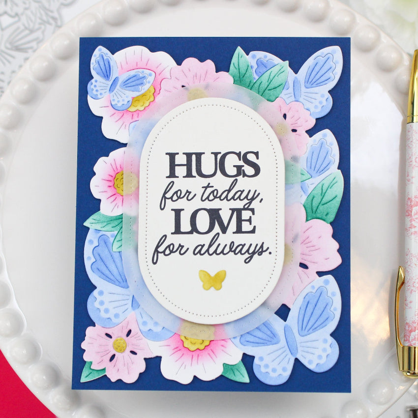 Waffle Flower A2 Piercing Elongated Ovals Dies 422504 hugs for today card
