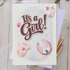 Waffle Flower A6 Piercing Elongated Ovals Dies 422505 it's a girl card
