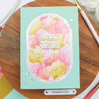 Waffle Flower A7 Piercing Elongated Ovals Dies 422506 birthday wishes shaker card