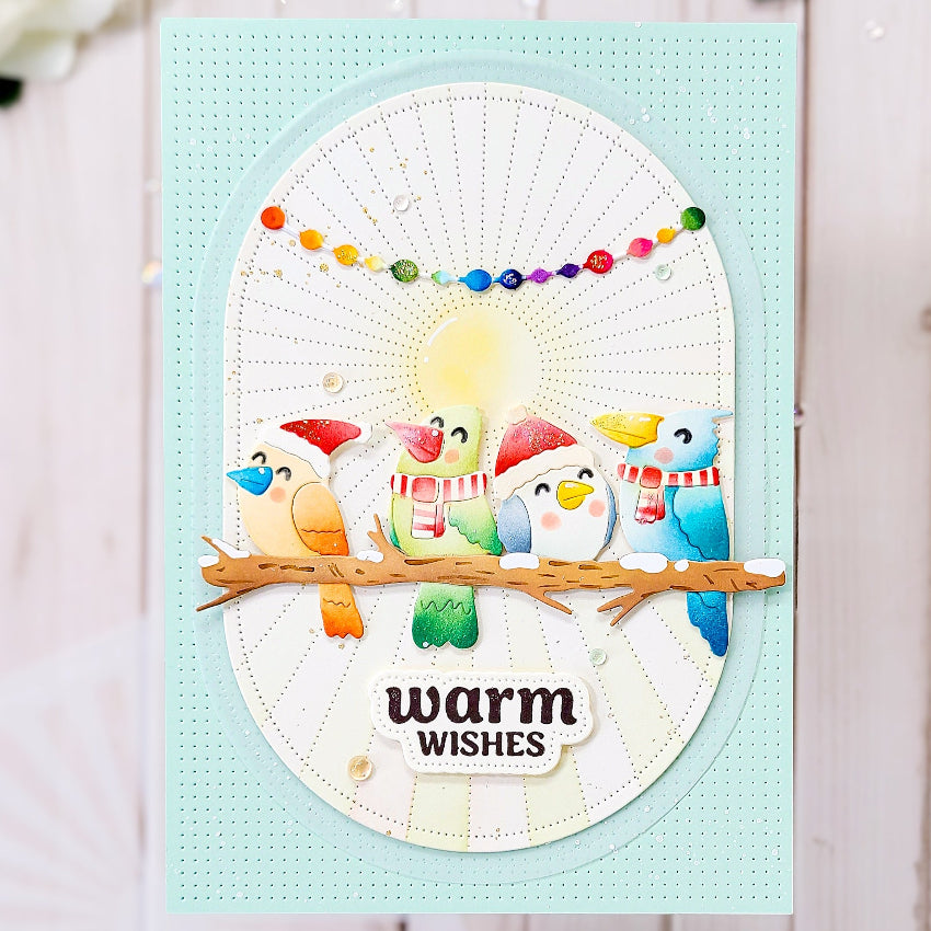 Waffle Flower A7 Piercing Sunburst Texture Die 422511 warm wishes card