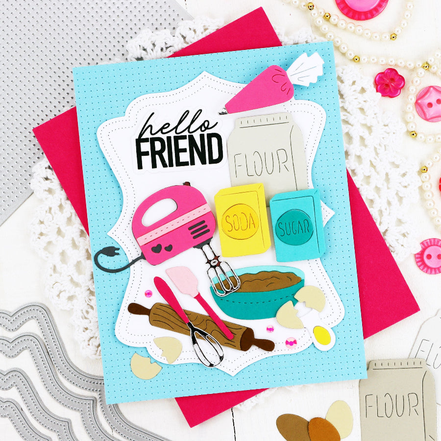 Waffle Flower A7 Piercing Texture Die 422428 hello friend