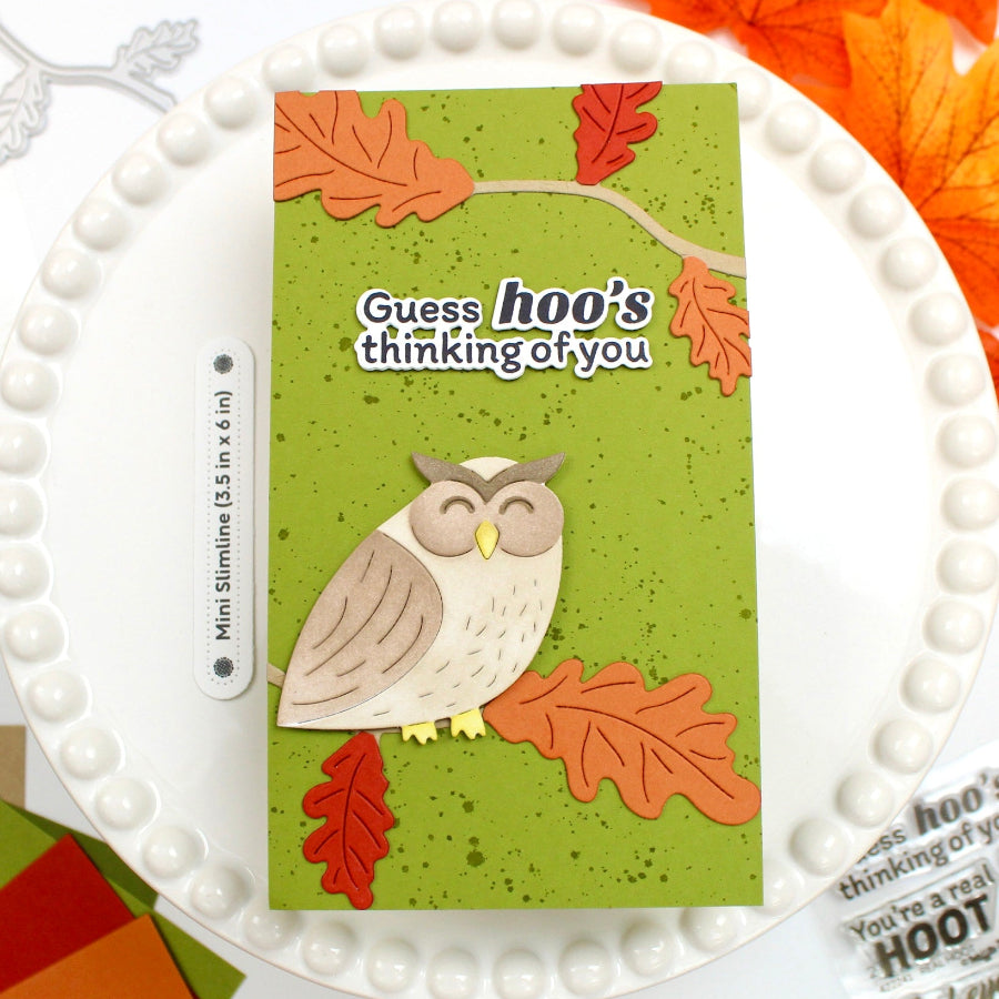 Waffle Flower Autumn Branch Dies 422246 green spotted background card
