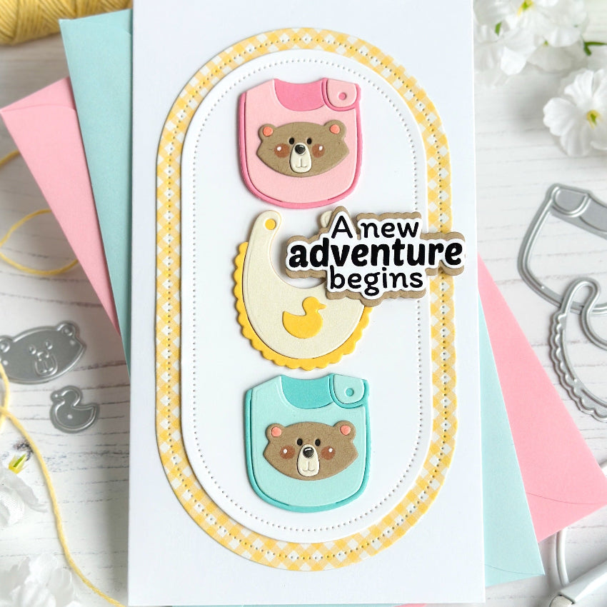 Waffle Flower Baby Announcement Dies 422530 a new adventure card