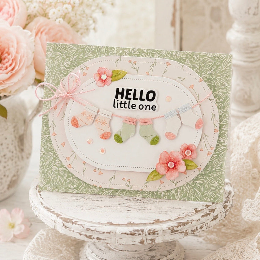 Waffle Flower Baby Announcement Dies 422530 hello little one card