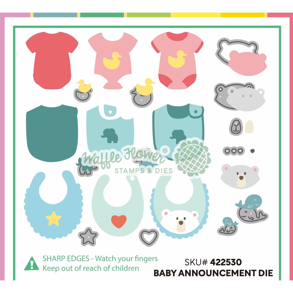 Waffle Flower Baby Announcement Dies 422530 layering guide