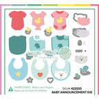 Waffle Flower Baby Announcement Dies 422530 layering guide