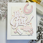 Waffle Flower Baby Announcement Sentiments Clear Stamp and Die Set a new adventure card