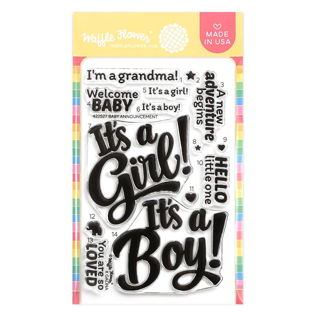 Waffle Flower Baby Announcement Sentiments Clear Stamp and Die Set product image 1