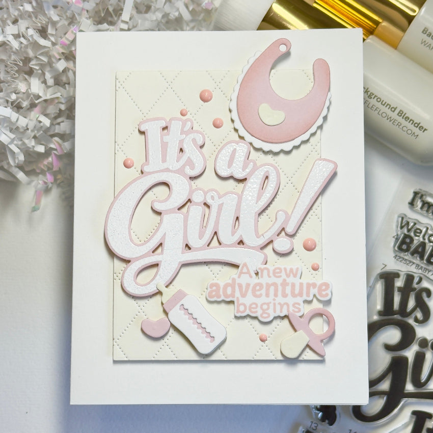 Waffle Flower Baby Announcement Sentiments Clear Stamps 422527 a new adventure card