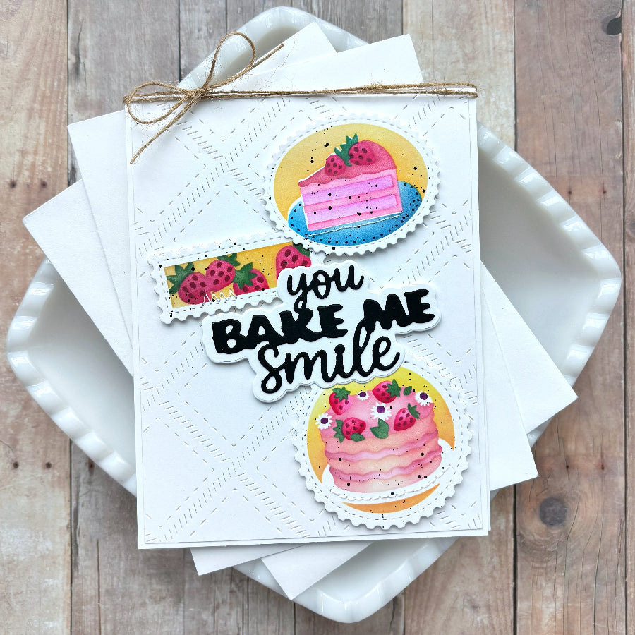 Waffle Flower Bake Me Happy Word Dies 422394 cake