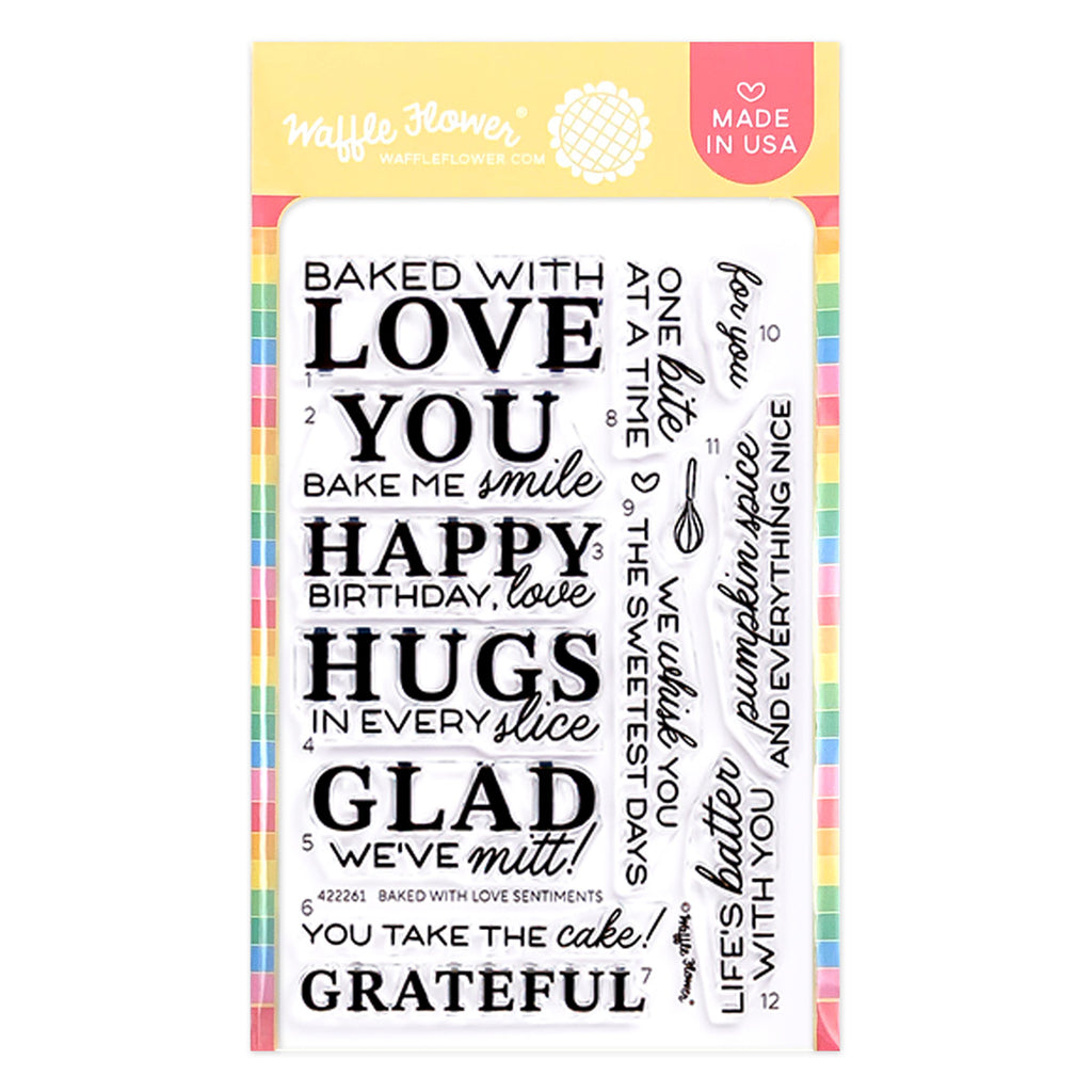 Waffle Flower Baked with Love Sentiments Clear Stamps 422261