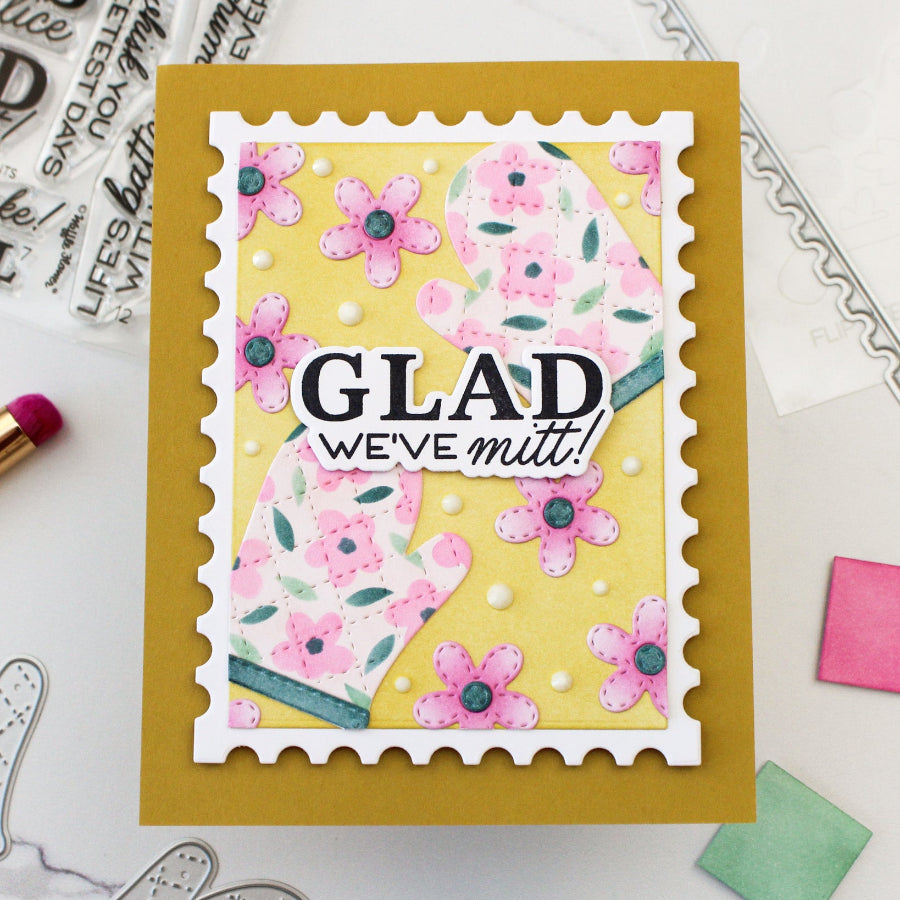 Waffle Flower Baked with Love Sentiments Clear Stamps 422261 pink flowers
