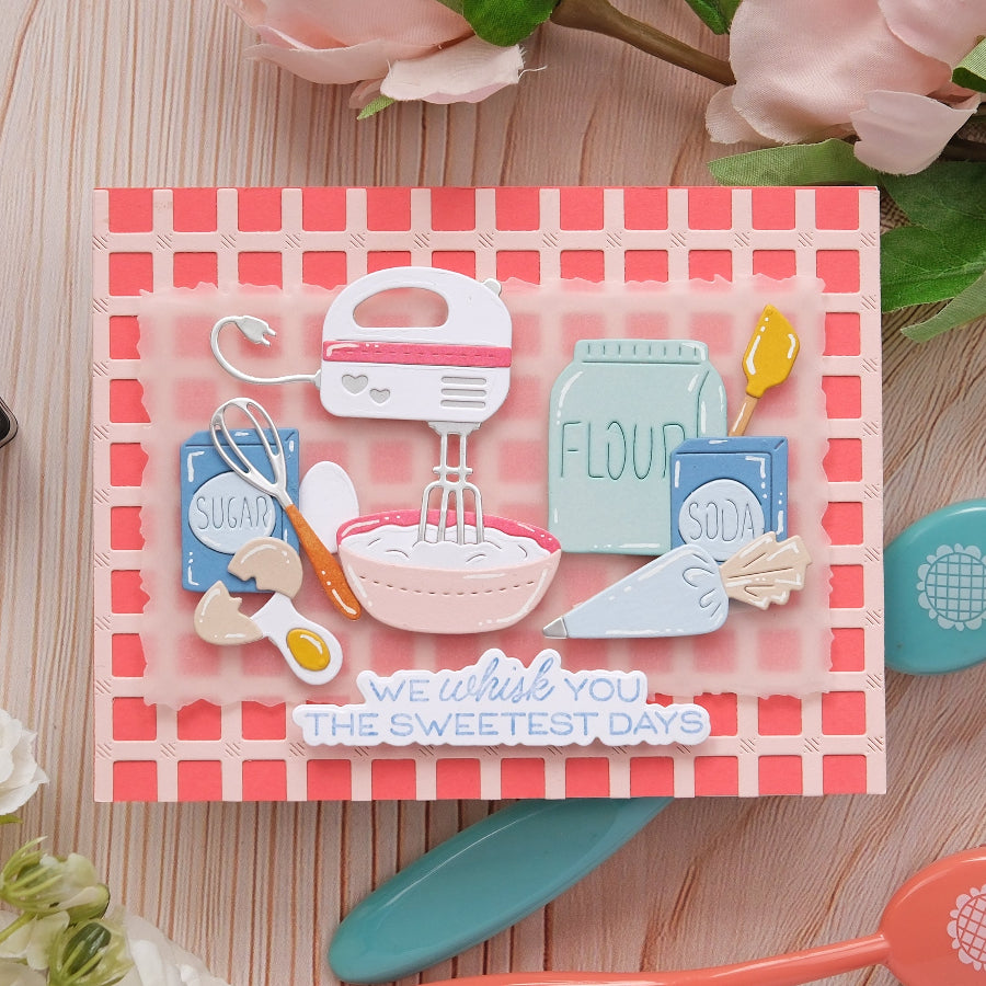 Waffle Flower Baked with Love Sentiments Matching Dies 422262 let's bake