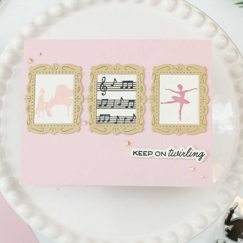 Waffle Flower Ballerina Sentiments Clear Stamps 422731 picture frames card