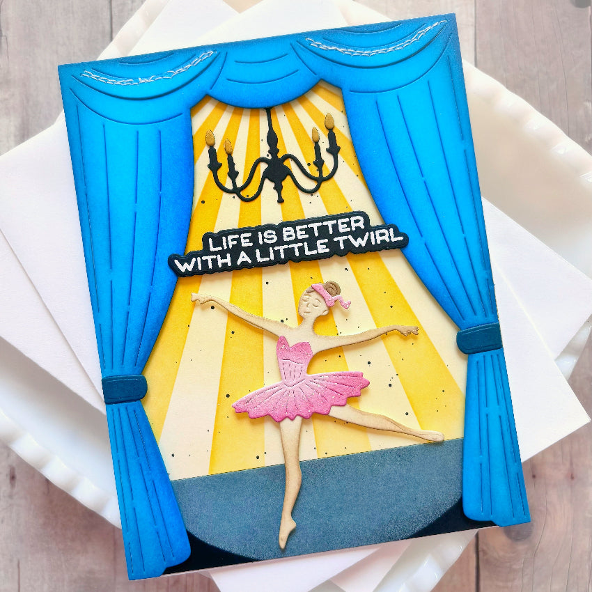 Waffle Flower Ballerina Sentiments Clear Stamps 422731 pink tutu ballet card