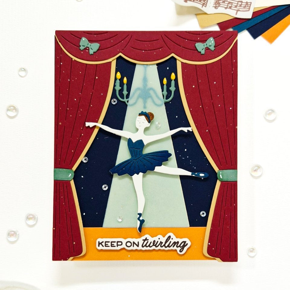 Waffle Flower Ballerina Sentiments Matching Dies 422732 dancer