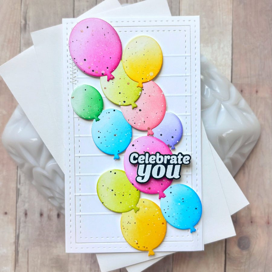 Waffle Flower Balloon Cluster Dies 422568 celebrate you card