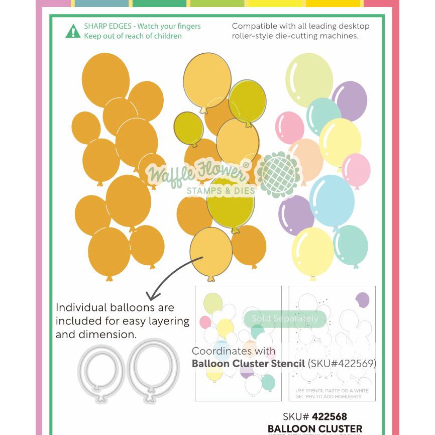 Waffle Flower Balloon Cluster Dies 422568 layering guide