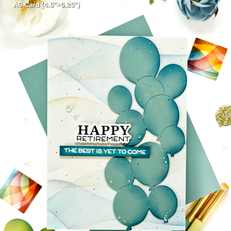 Waffle Flower Balloon Cluster Dies and Stencil Set green balloons card