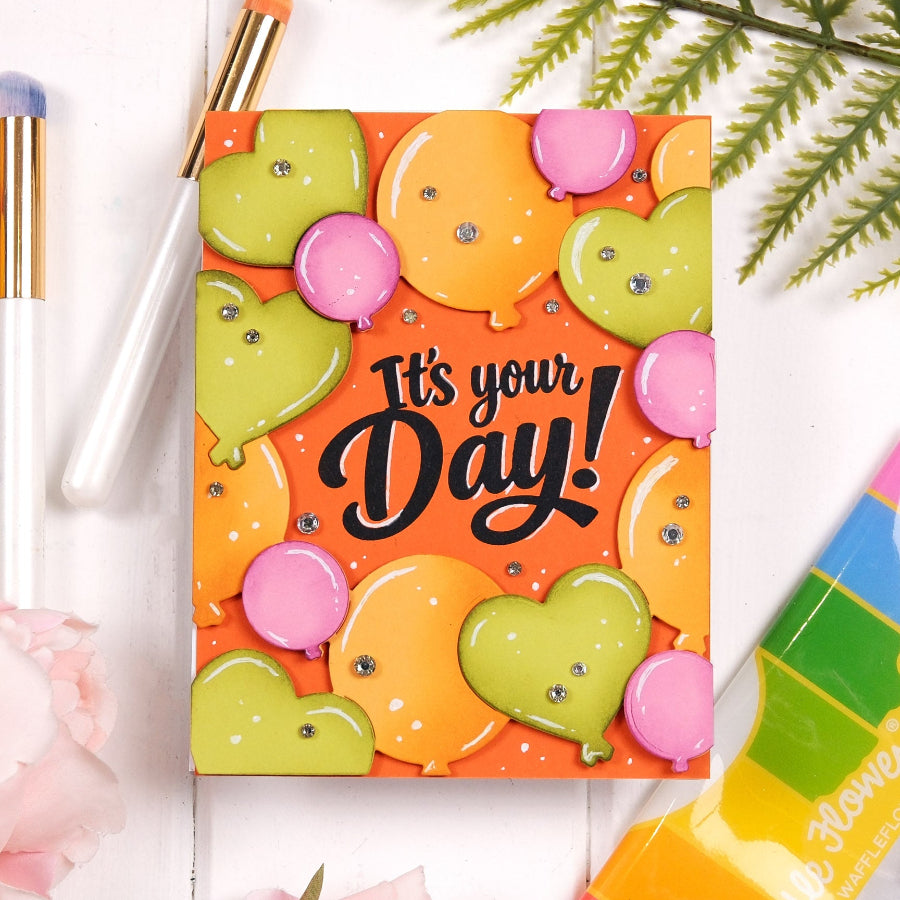 Waffle Flower Balloon Frame Dies 422573 it's your day card