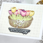 Waffle Flower Basketful Base Dies 422374 basket of tulips