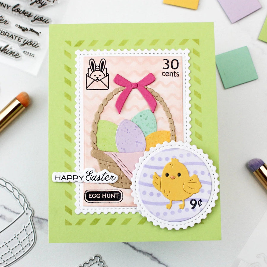 Waffle Flower Basketful Sentiments Matching Dies 422372 easter postage stamp