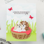 Waffle Flower Basketful of Puppies Die-n-stencil 422376 little butterflies