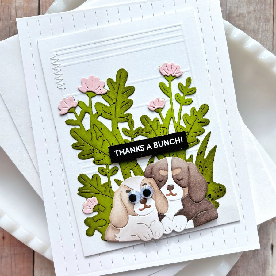Waffle Flower Basketful of Puppies Die-n-stencil 422376 thanks a bunch