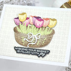 Waffle Flower Basketful of Puppies Die-n-stencil and Basketful Base Die Set wishing you joy