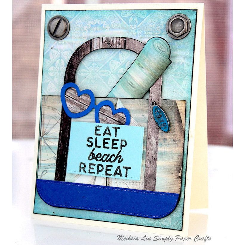 Waffle Flower Beach Tote Clear Stamp and Die Set blues | color-code:ALT01