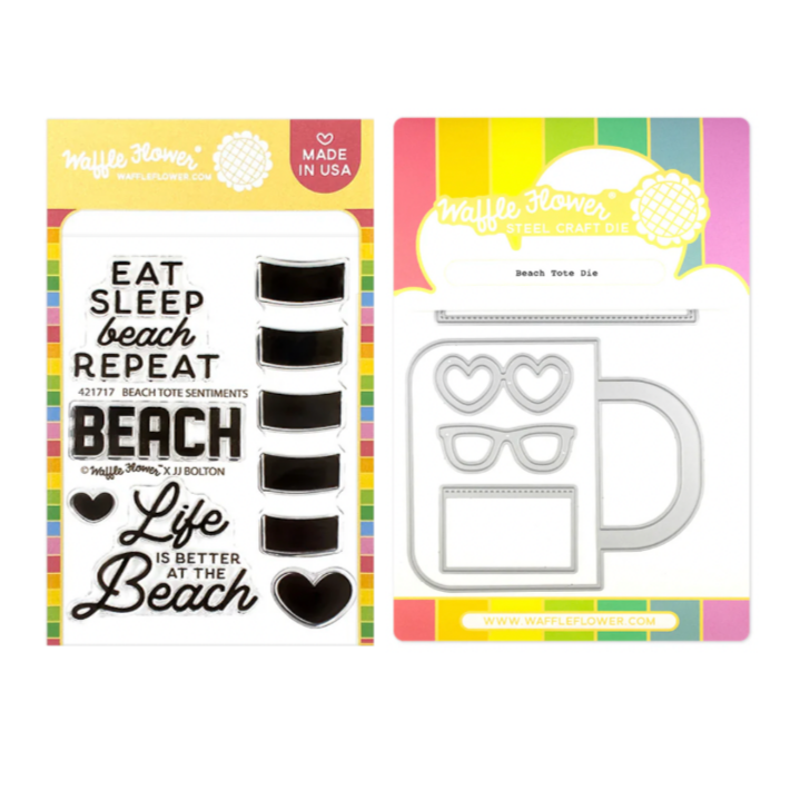 Waffle Flower Beach Tote Clear Stamp and Die Set wfc1717